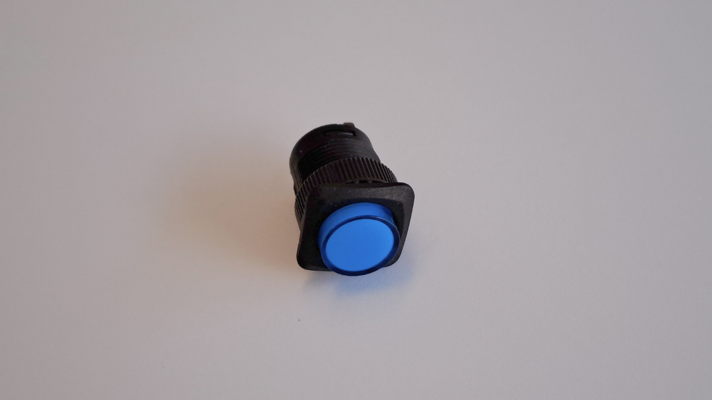 Bouton poussoir 16mm, base carrée, bleu