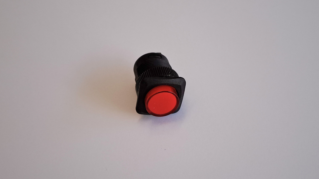 Bouton poussoir 16mm, base carrée, rouge