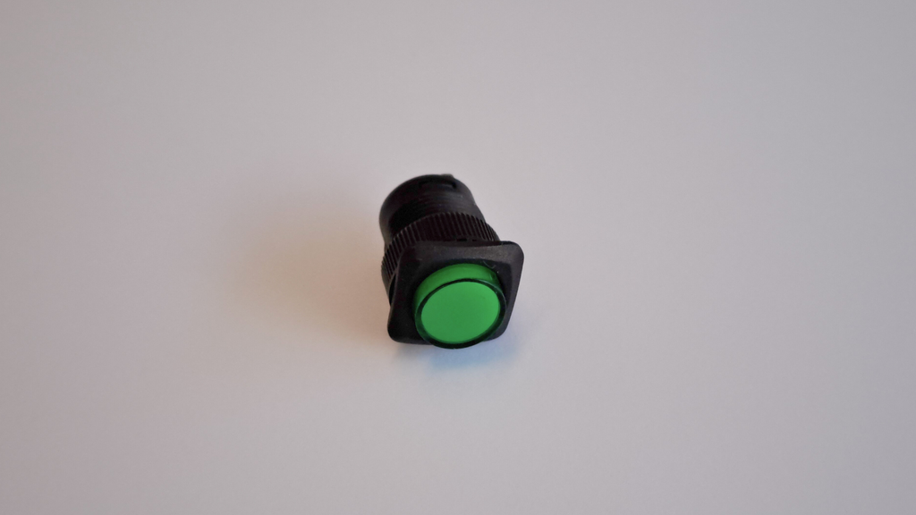 Bouton poussoir 16mm, base carrée, vert